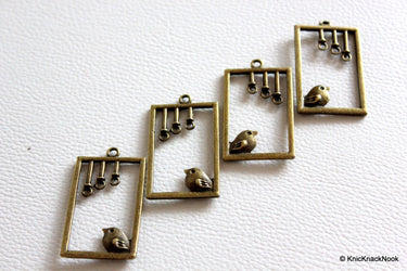 1 x Bronze Plated Birds Rectangle Pendants